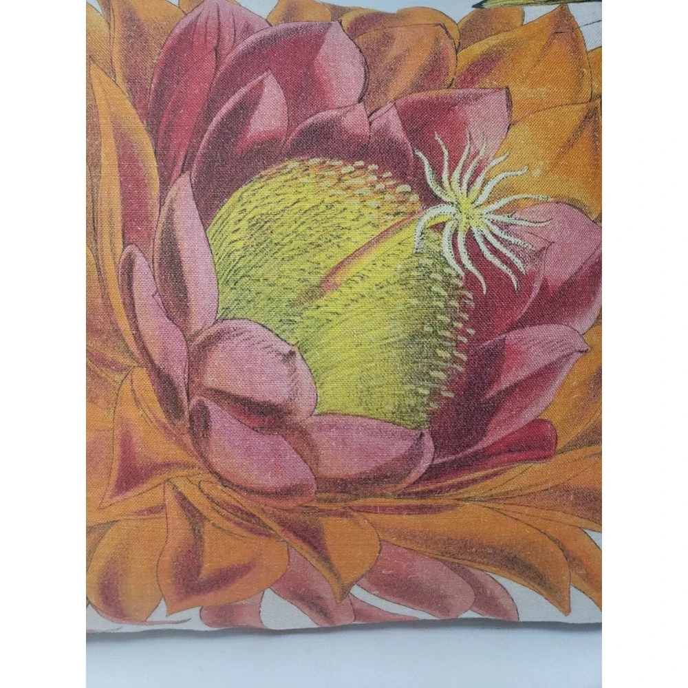 Feather & Down Botanical Pillow Cactus 20x20 $187 Flower Butterfly Cactus Design